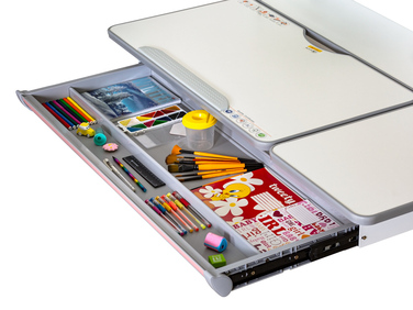 Дитячий стіл Mealux Vancouver Multicolor PN з полицею S50 (арт. BD-620 W/G MC+ PN+ S50 WG)
