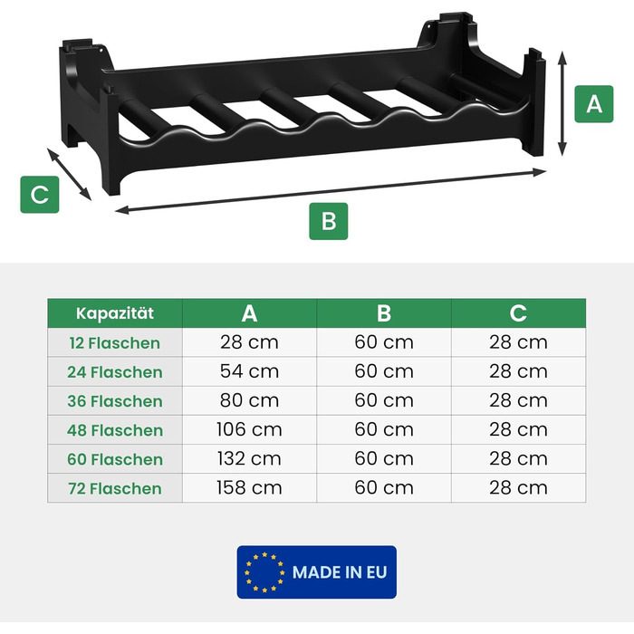 Стеллаж для вина ARTECSIS на 24 пляшки, пластиковий, для ресторанів, модульний, чорний