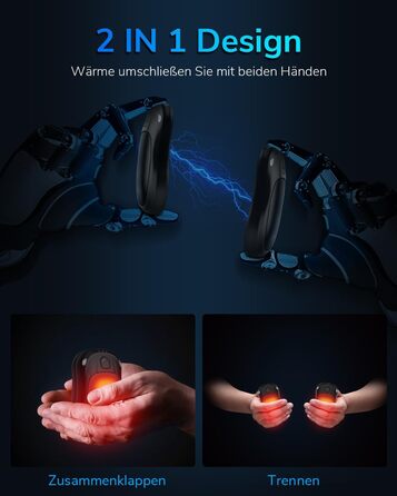 Електричний грієчка для рук, перезаряджуваний, USB, 2 шт. (чорний)
