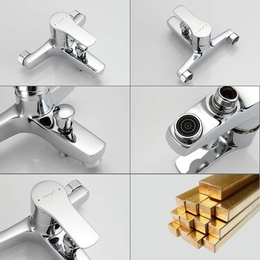 Набір змішувача для ванни Ibergrif Star з душовою лійкою, тримачем для душу та шлангом, хром