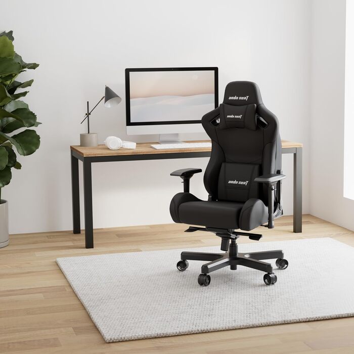 Крісло ігрове Anda Seat Kaiser 2 XL Schwarz Leder - ергономічне, з регульованими підлокітниками та подушками для голови та попереку, для дому та офісу