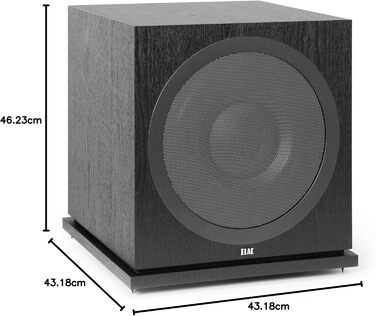 Дебютний сабвуфер ELAC SUB 3030, активний динамік, глибокі баси, управління додатком, 1000 Вт, чорний