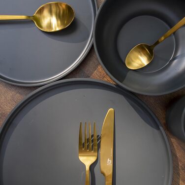 Набір посуду для кемпінгу Bo-Camp Melamin 16 предметів: тарілки, чашки, посуд для подорожей, колір антрацит