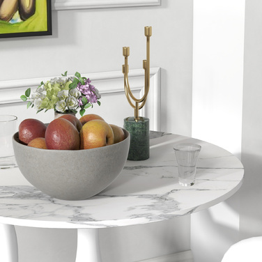 Круглий обідній стіл, сталевий каркас з порошковим покриттям, стільниця МДФ з меламіном, неслизькі ніжки, діаметр 70 см, білий