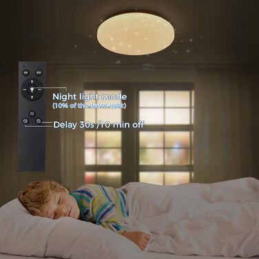 Стельовий світлодіодний світильник OPPEARL зміна кольору за допомогою пульта дистанційного керування - стельове світло RGB з регулюванням яскравості - 24 Вт 2400LM Круглий стельовий світильник із зоряним небом - для вітальні дитячої кімнати кухні передпок