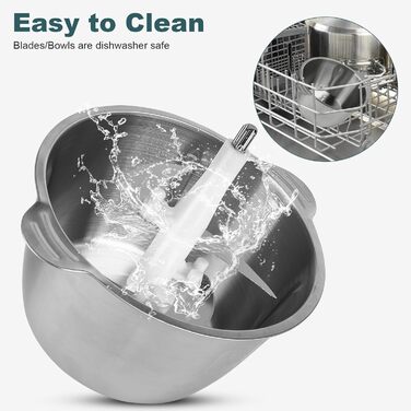 Електричний подрібнювач для кухні з великою ємністю 148W: 2 швидкості, 2л контейнер з нержавіючої сталі, 4 ножі з нержавіючої сталі. Подрібнювач для м'яса, цибулі, фруктів та овочів