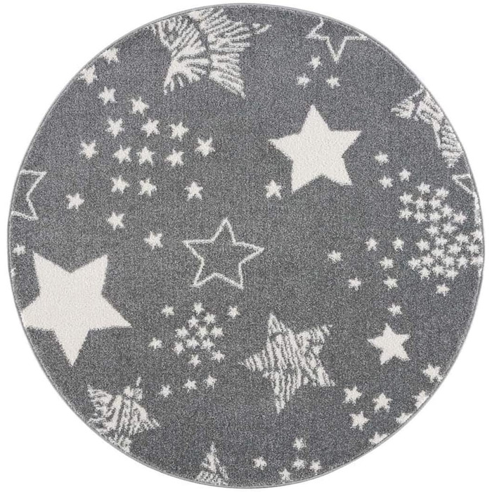 Дитячий килимок pay - - 80x150 см-красивий дитячий килимок з коротким ворсом у вигляді зоряного неба-Oeko-Tex Стандарт 100 (круглий, сірий, 160 см)