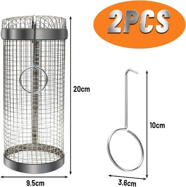 Кошик для гриля shallyong близько 2 шт. , кошик для гриля Rolling з набором вилок, циліндрична корзина для барбекю з нержавіючої сталі для барбекю, гренсакер, Кетт, гриль