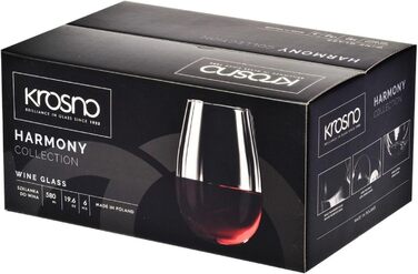 Набір келихів для коньяку KROSNO Harmony (6 шт., 550 мл) | Скляні келихи для коньяку, келихи для віскі, келихи для напоїв