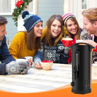 Глювайнер Cecaylie 10L: Електричний диспенсер для глінтвейну з нержавіючої сталі, з термостатом, краном та індикатором рівня, чорний