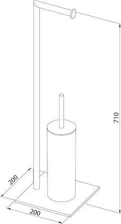 Набір для унітазу Sealskin Tube Stand з тримачем для рулону туалетного паперу та щіткою для унітазу, окремо стояча щітка для унітазу, метал, колір (чорний)