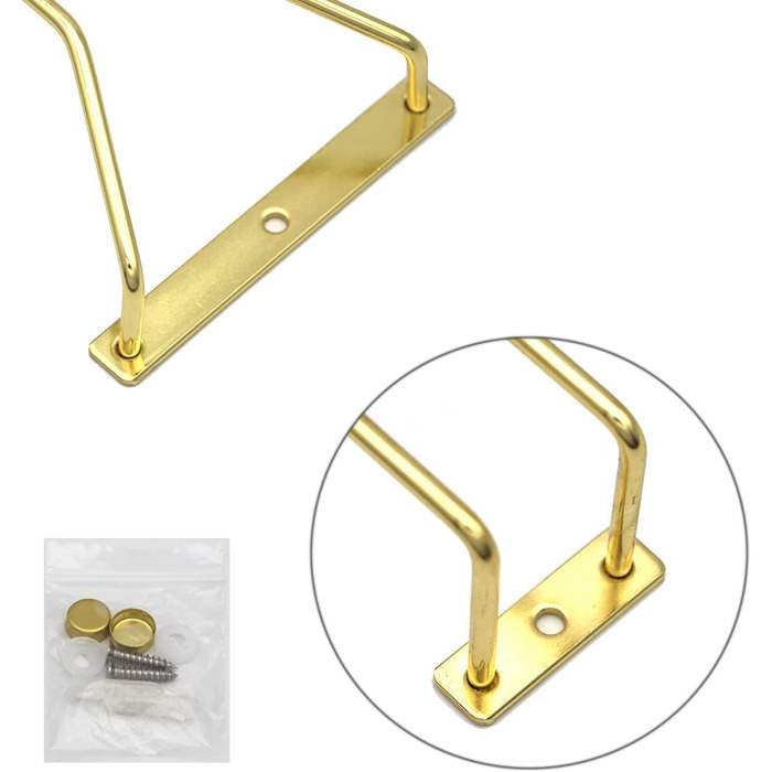 Набір тримачів для келихів RedDreamer (4 шт.), золото, для шафи, кухні, бару, 27.7 см, нержавіюча сталь