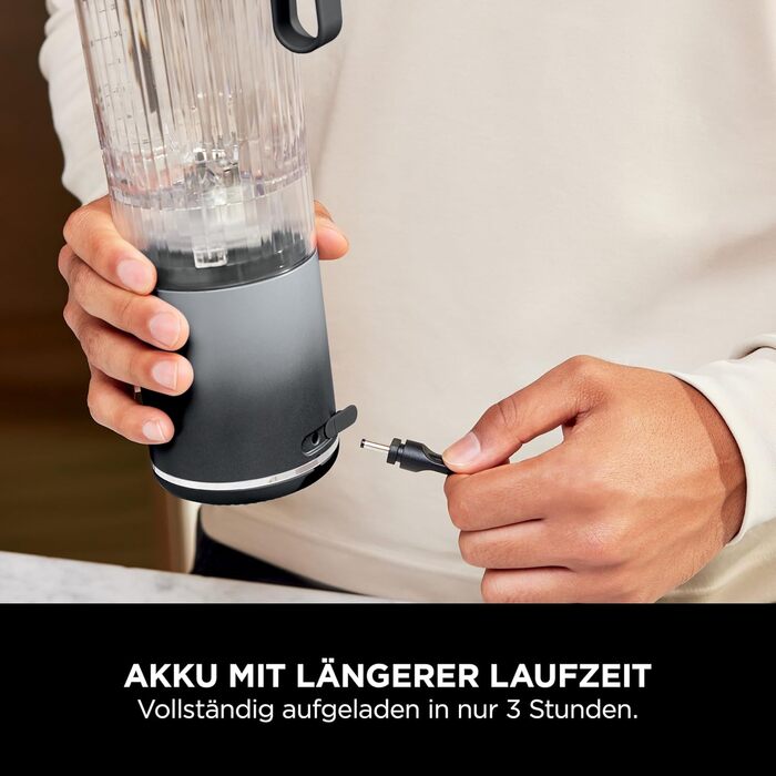 Портативний блендер Ninja Blast Max: 570 мл, акумулятор, чаша та кришка, 3 функції, для смузі та протеїнових коктейлів, сірий BC251EUGY