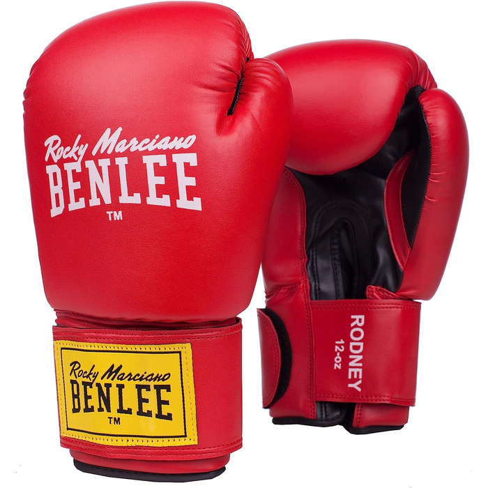 Боксерські рукавички Benlee зі штучної шкіри Rodney (Червоний / Чорний, 14 унцій, одномісні)