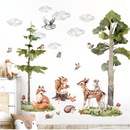 Наклейка на стіну Grandora для дитячої кімнати, з лісовими тваринами