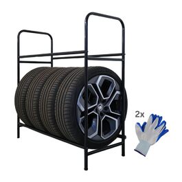 PROREGAL Стеллаж для шин CARRERO 106x106x46 см, на 8 шин (2 рівня), чорний. Стеллаж для автосервісу, складу, підвалу