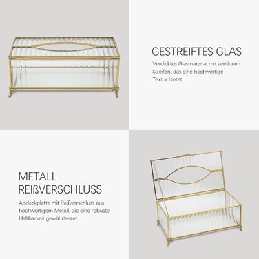 Скляна коробка для серветок SLHEQING Gold - органайзер для косметичних серветок, прямокутна модель для ванної, вітальні, спальні, офісу