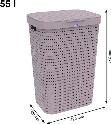 Колектор для білизни об'ємом 55 л з кришкою з ротанга (ліловий, 2 шт.)