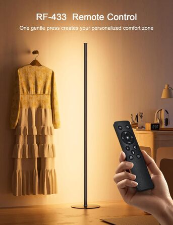 LED торшер для вітальні, білий з пультом ДУ, RGB 16 млн кольорів, синхронізація з музикою, 140 см, кутова лампа для ТБ, спальні, ігрової кімнати