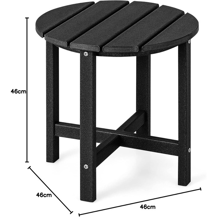 Журнальний столик COSTWAY, стійкий до ультрафіолетового випромінювання пластик, стійкий до атмосферних впливів, 46x46x46 см, чорний, круглий