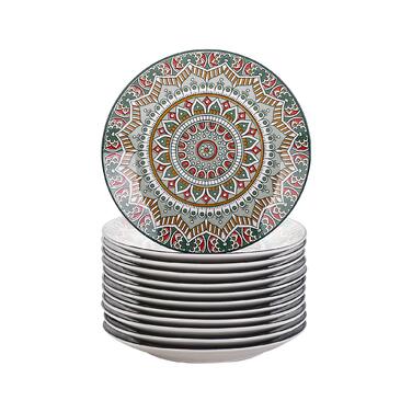 Посуд Vancasso MANDALA на 16 осіб, порцеляновий набір, блакитний, богемський стиль