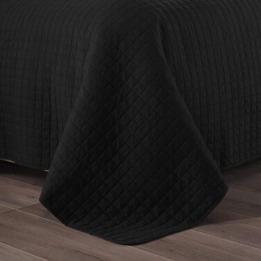 Покривало покривало ковдра 240x260см темно-сіро-кремове печворк, двосторонній дизайн картата ковдра ковдра ковдра для двоспального ліжка з підкладкою та стьобана (170x210 см, чорна), 2 шт.