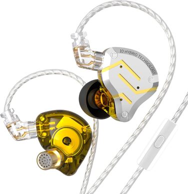 Навушники-вкладиші KZ ZS10 Pro, HiFi 30 Ом, IEM монітори для спорту/ігор/музики, без мікрофона, золото