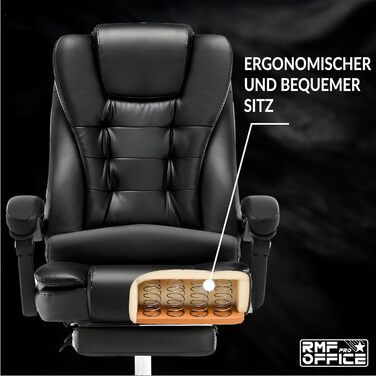 Ергономічне крісло для офісу RMF: регульоване, зручне, з підніжкою – обертове, регульоване по висоті, чорне