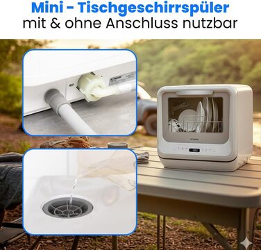 Посудомийна машина Bomann® TSG 5704: компактна, для кемпінгу, з підключенням/без, 36-70°C, 6 програм, 42 см