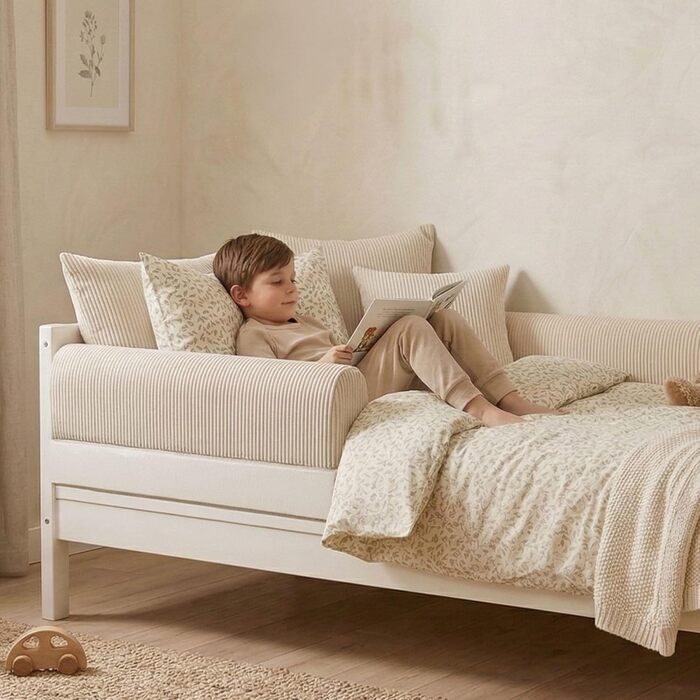 Захист для ліжечка дитячого Bettkantenschutz 50 см, коричневий з Minky, бортик на ліжко для немовлят, захист від випадання