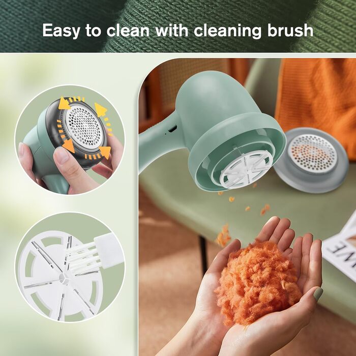 Електричний видалення ворсу Fusselrasierer: портативний пристрій для одягу, меблів та килимів, USB-зарядка, змінна шестилопатна головка