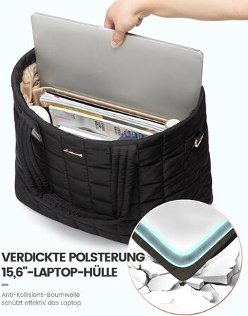 Сумка для ноутбука LOVEVOOK 15.6 дюймів для жінок: робоча, шкільна, для офісу, чорна