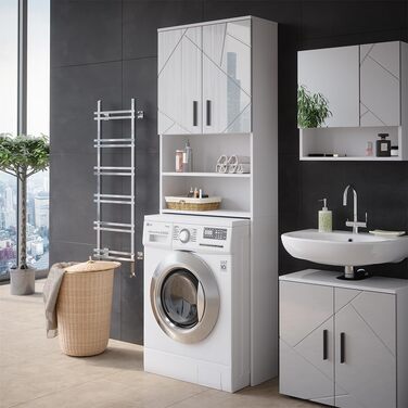 Шафа для пральної машини Vicco Irma, білий глянець, 64x190,5 см, ванна кімната