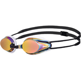 Окуляри для плавання унісекс для дорослих, окуляри для плавання з захистом від ультрафіолету, 4 змінних перенісся, силіконові прокладки різнокольорові (Білий-Червоний-Чорний) дзеркальні лінзи однотонні