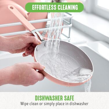 Набір кухонного посуду GreenLife Dream 10 предметів з керамічним покриттям, рожевий (Dusty Pink), без PFAS та PFOA, для плити та духовки