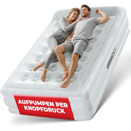 Надувне ліжко самонадувне – для 2 осіб – 203 x 152 x 46 см – з електричним насосом – надувне ліжко для гостей, надувається за 3-5 хвилин – вбудована подушка (Білий)