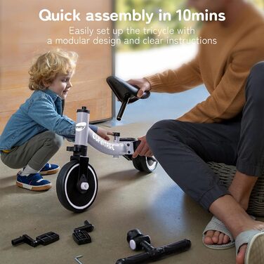 Бесрей 5-в-1 Дитячий Біговел-Трохоліг для Малюків 1-4 роки (Світло-фіолетовий)