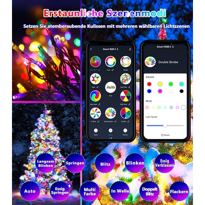DOTWAYAW Гірлянда світлодіодна святкова 40м 400 LED RGB, керування через додаток, для прикраси ялинки та інтер'єру