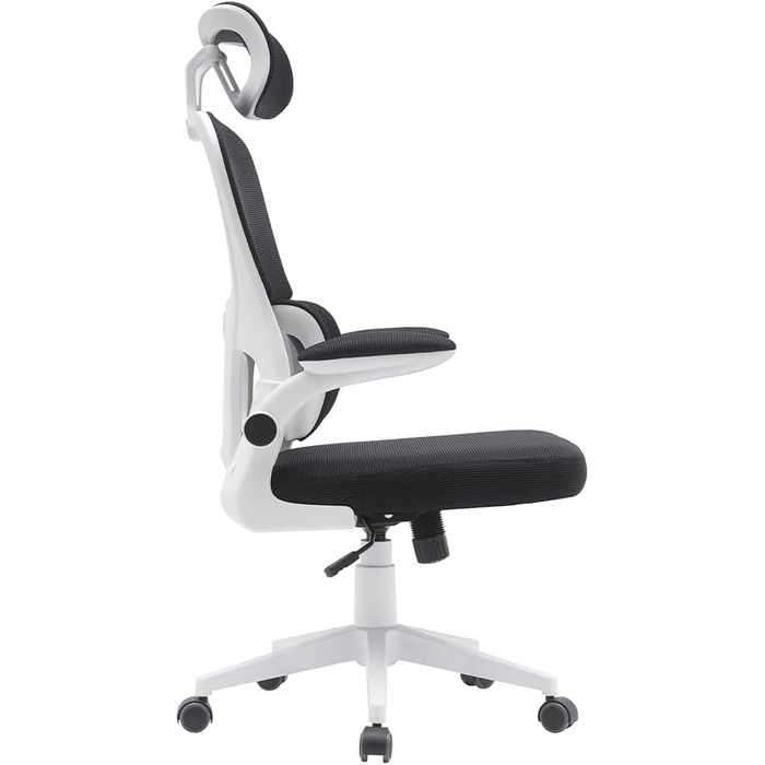 Офісний крісло BAKAJI з ергономічною тканиною, підтримкою попереку та підголівником, поворотне, регульоване по висоті, дихаюча тканина, чорний