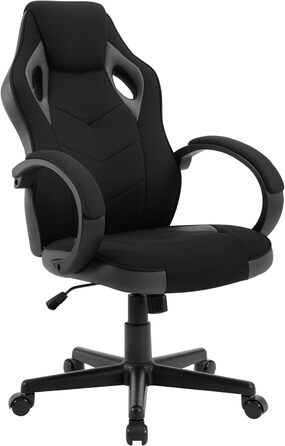Ігрове крісло WOLTU, дихаюче офісне крісло, обертове крісло, геймерське крісло, ергономічне крісло для ПК, з можливістю завантаження 150 кг, з підлокітниками-подушками, регулювання висоти, м'яке покриття, сітчаста тканина, BS142ws (сірий)