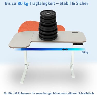 Електричний кутовий стіл з регулюванням висоти 150 см, L-подібний, з 4-ма пам'ятями, з'єднувальна панель, для дому та офісу (150x68 см, темно-коричневий-помаранчевий)