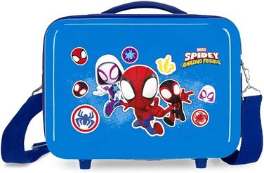 Валіза Marvel Spiderman Go Webs Go Blue 38x55x20 см Жорсткий бічний кодовий замок з ABS 34 л 2 кг 4 подвійні колеса ручна поклажа (сумка для туалетного приладдя)