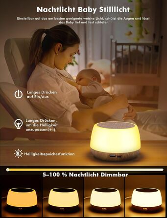 Приліжковий світильник Touch Dimmable, зарядка 20 Вт, 8 кольорів, 3 режими, нічник з таймером