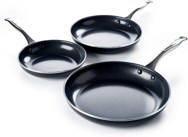 Набір сковорідок GreenPan Brussels з антипригарним покриттям, 2 шт. (24 см & 28 см), не містить PFAS, нержавіюча сталь, індукційні, для духовки, чорний