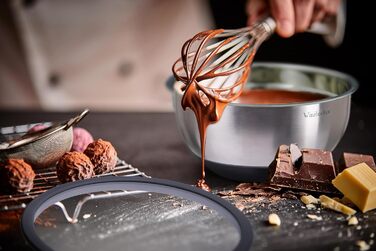 Набір мисок з нержавіючої сталі з кришками [3 шт.] 1л + 2.5л + 4.5л | Миски для перемішування, салатники, набір мисок | Нековзні, складаються, придатні для миття в посудомийній машині