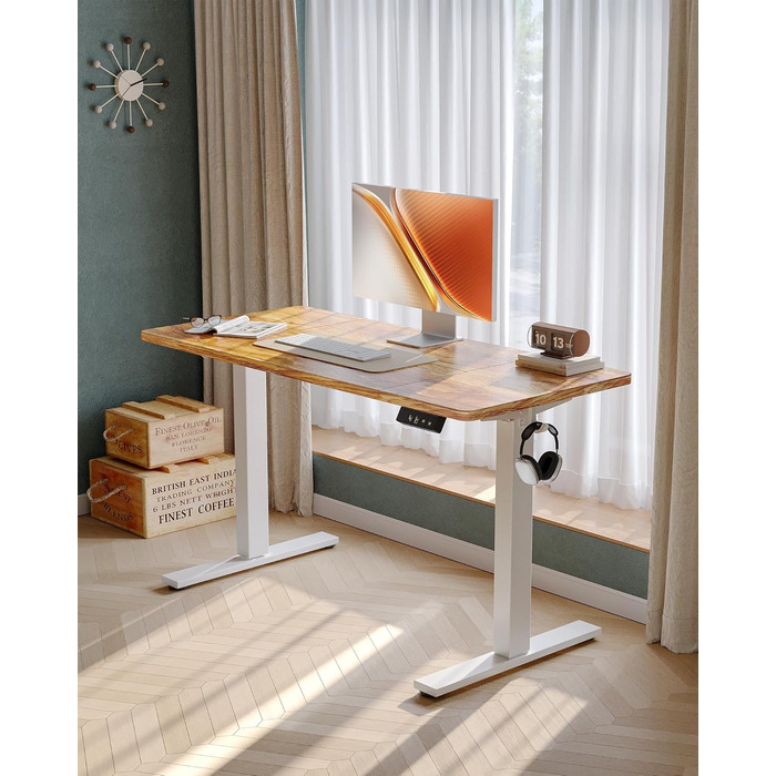 Регульований стіл BEXEVUE 120x60 см, електричний, з пам'яттю, для комп'ютера, білий