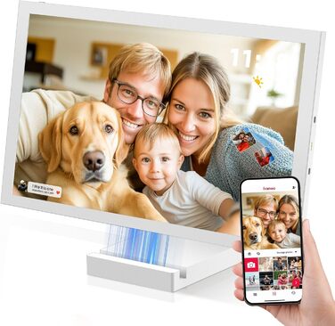 Цифровий фоторамка 10.1 дюйма Wi-Fi з 64 ГБ пам'яті, IPS сенсорний дисплей 1280*800, ділитися фото/відео через додаток Frameo