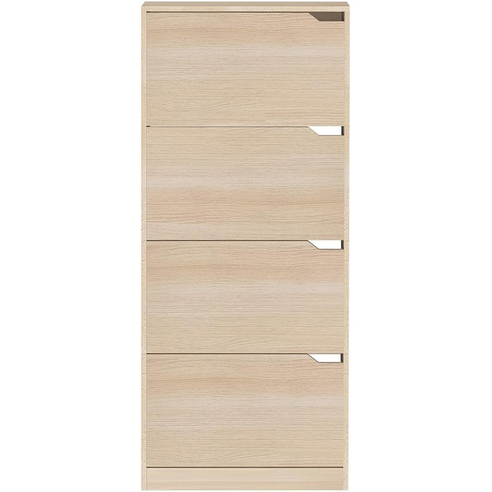 Стеллаж для взуття BAKAJI з МДФ, 4 дверцята, розкладний тримач, вбудовані ручки, подвійна глибина, компактний розмір, Slim 63 x 24 x 150 см, економія місця, для дому, зелений та дуб