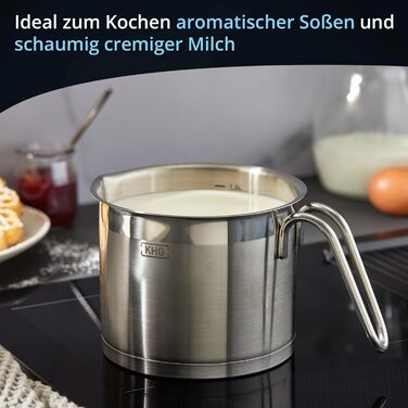 Каструля KHG 14 см з нержавіючої сталі, 1,5 л, індукційна, для всіх типів плит, з високим бортиком
