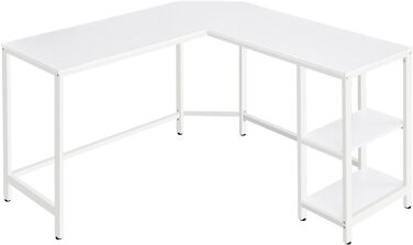 Письмовий стіл, L-подібний комп'ютерний стіл, 138 x 138 x 76 см, кутовий стіл з 2 полицями, компактний офісний стіл, ігровий, домашній офіс, легка збірка, вінтажний коричнево-чорний LWD72 шт. (клен білий)